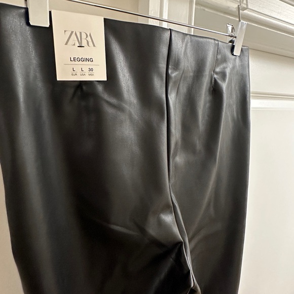 ZARA Mini Flared Faux Leather Leggings 🖤 black, size Large 🖤 NWT - Picture 10 of 11